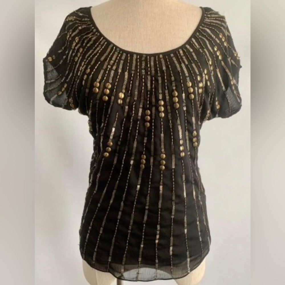 ASOS: Black Top with Gold Bead Detailing